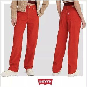 ✨ Levi’s 94 Baggy Jeans Women’s 35x30 Corduroy Red Loose Mid Rise Straight Leg